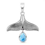 Larimar Whale Tail Pendant 925 Silver Jewelry (REXT34-9)