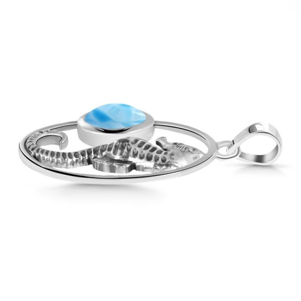 Larimar Sea Horse Pendant 925 Silver Jewelry (REXT31-6) - Image 2