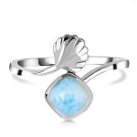 Larimar Shell Ring 925 Silver Jewelry (REXT34-1)