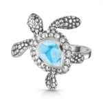 Larimar Turtle Ring 925 Silver Jewelry (REXT34-3)