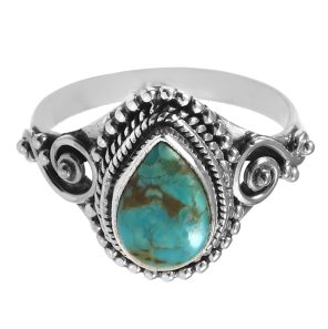 Dainty Kingman Turquoise 925 Sterling Silver Ring (REXT21-10)