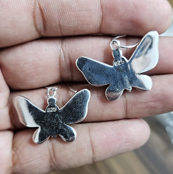 Lapis Lazuli Butterfly 925 Silver Earrings (REXT43-4) - Image 2