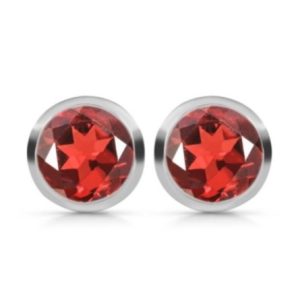 Garnet Round 925 Sterling Silver Stud Earring (REXT55-1)
