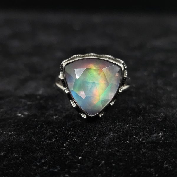 Aurora Opal Coffin 925 Sterling Silver Ring (RS102-2) - Image 2