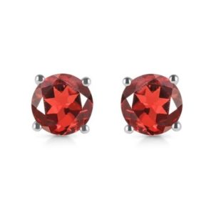 Garnet Round 925 Silver Stud Earring (RS102-8)