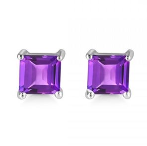 Amethyst Square 925 Silver Stud Earring (RS102-6)