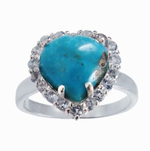 Turquoise Heart & Blue Topaz 925 Sterling Silver Ring (RS106-1)