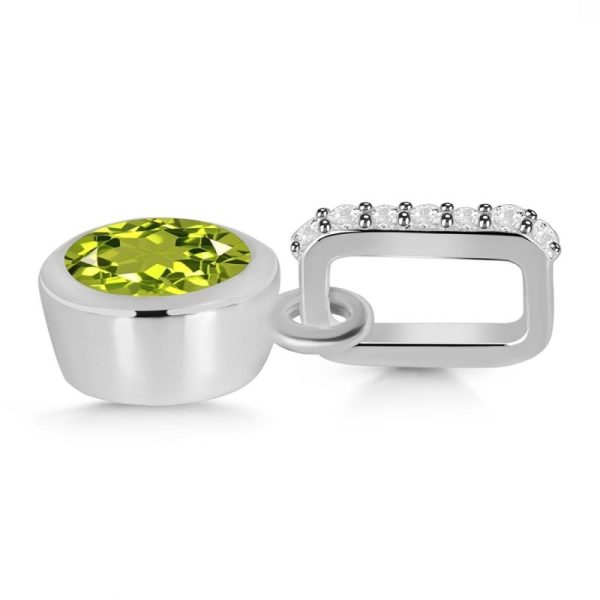 Peridot & White Topaz 0.6" 925 Silver Pendant (RS106-5) - Image 2