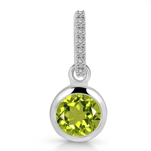 Peridot & White Topaz 0.6" 925 Silver Pendant (RS106-5)