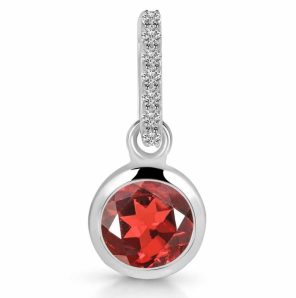 Garnet & White Topaz 0.6" 925 Silver Pendant (RS106-7)