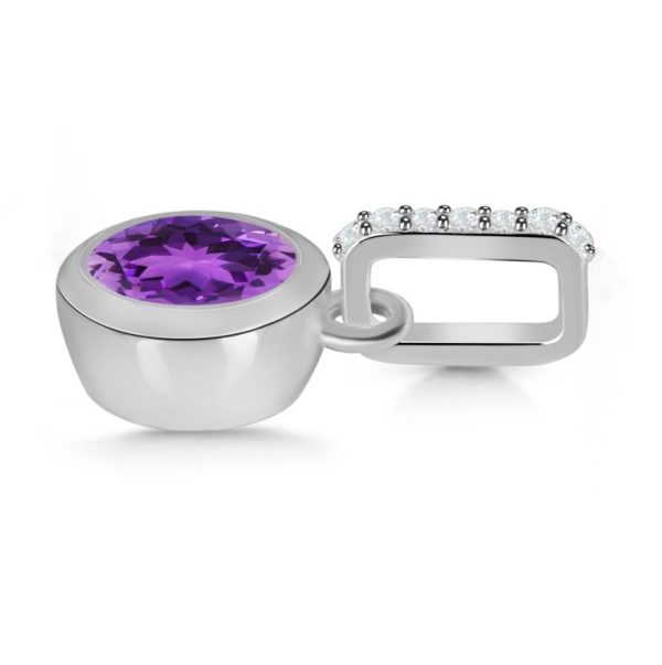 Amethyst & White Topaz 0.6" 925 Silver Pendant (RS106-8) - Image 2