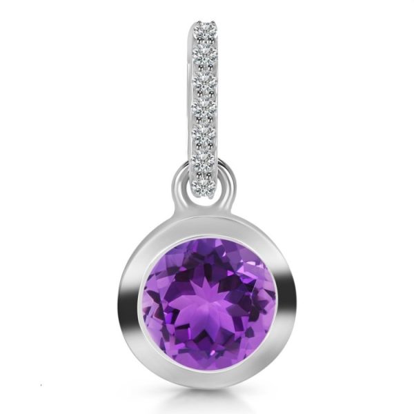 Amethyst & White Topaz 0.6" 925 Silver Pendant (RS106-8)