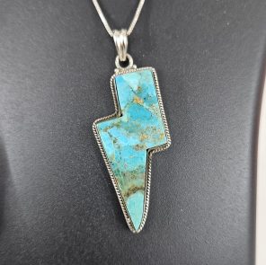 Lightning Bolt Mohave Turquoise 925 Silver Pendant (RS25-125)