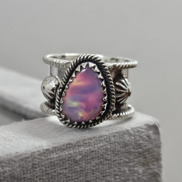 Aurora Opal Southwest Sterling Silver Ring 925 (REXT46-54)