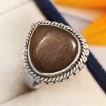 Silver Sheen Obsidian Ring Size US 7 Sterling Silver 925 (RS30-128)
