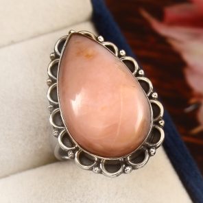 Pink Opal Ring Size US 9 Sterling Silver 925 (RS109-64)