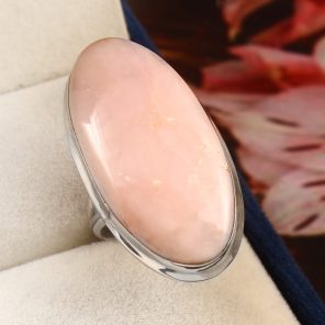 Pink Opal Ring Size US 8 Sterling Silver 925 (RS109-59)
