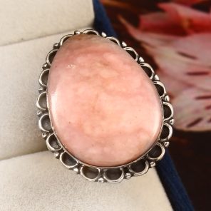 Pink Opal Ring Size US 9 Sterling Silver 925 (RS109-69)