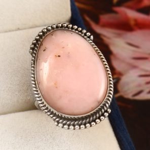 Pink Opal Ring Size US 10 Sterling Silver 925 (RS109-70)