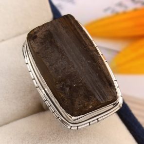 Raw Black Tourmaline Ring Size US 7 925 Sterling Silver (RS16-91)