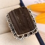 Raw Black Tourmaline Ring Size US 6 925 Sterling Silver (RS16-118)