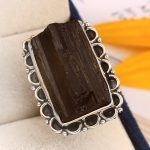 Raw Black Tourmaline Ring Size US 7 925 Sterling Silver (RS16-120)