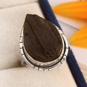Raw Black Tourmaline Ring Size US 7 925 Sterling Silver (RS16-101)