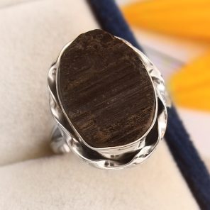 Raw Black Tourmaline Ring Size US 7 925 Sterling Silver (RS16-126)