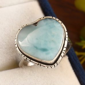 Larimar Ring Size US 10 Sterling Silver 925 (RS109-86)