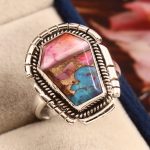 Pink Dahlia Turquoise Ring Size US 9 925 Sterling Silver (RS113-199)
