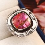 Pink Dahlia Turquoise Ring Size US 7 925 Sterling Silver (RS113-201)
