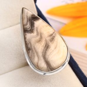 Zebra Jasper Ring Size US 7 Sterling Silver 925 (RS109-79)