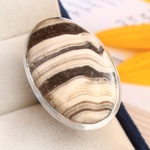 Zebra Jasper Ring Size US 7 Sterling Silver 925 (RS109-81)