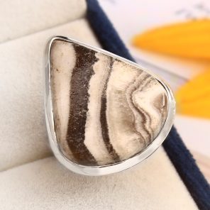 Zebra Jasper Ring Size US 6 Sterling Silver 925 (RS109-82)