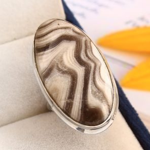 Zebra Jasper Ring Size US 6 Sterling Silver 925 (RS109-83)