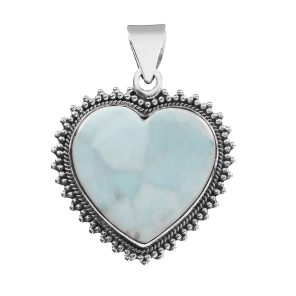 Larimar Heart Pendant Sterling Silver 925 (REXT46-68)