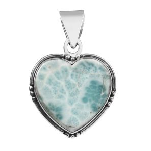 Larimar Heart Pendant Sterling Silver 925 (REXT46-76)