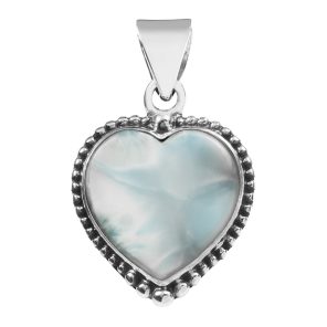 Larimar Heart Pendant Sterling Silver 925 (REXT46-78)