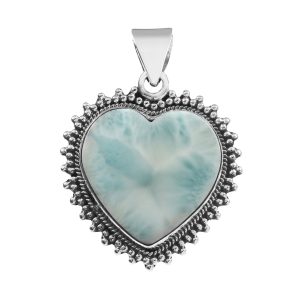 Larimar Heart Pendant Sterling Silver 925 (REXT46-71)