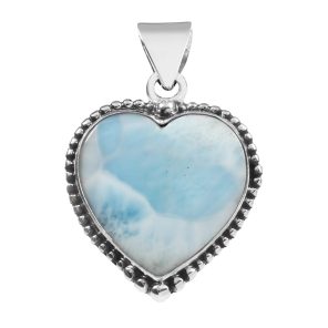 Larimar Heart Pendant Sterling Silver 925 (REXT46-81)