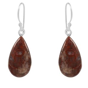 Crazy Lace Agate 1.5" Sterling Silver Earring 925 (REXT46-2)