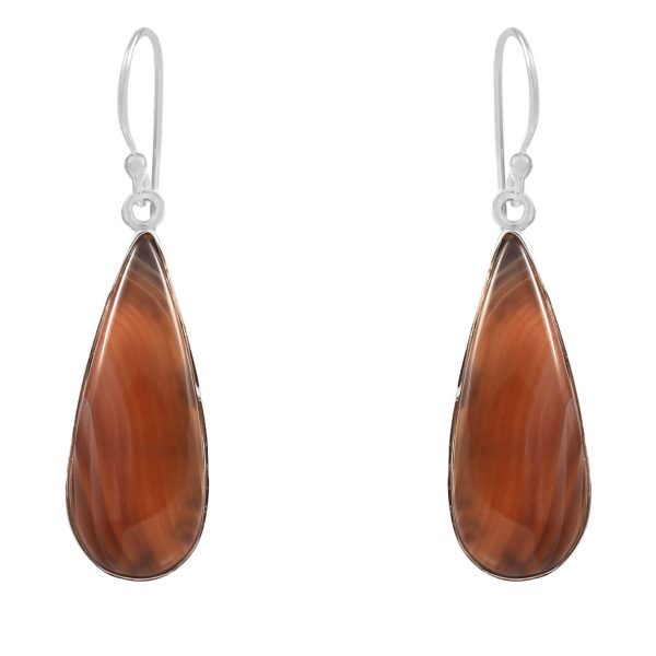 Botswana Lace Agate 1.5" Sterling Silver Earring 925 (RS109-119)