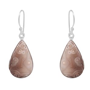Botswana Lace Agate 1.5" Sterling Silver Earring 925 (RS109-120)