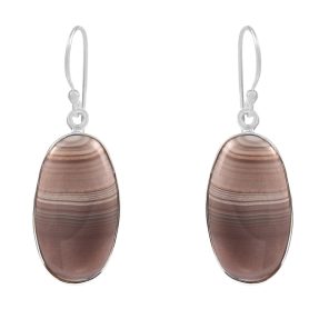 Botswana Lace Agate 1.5" Sterling Silver Earring 925 (RS109-136)