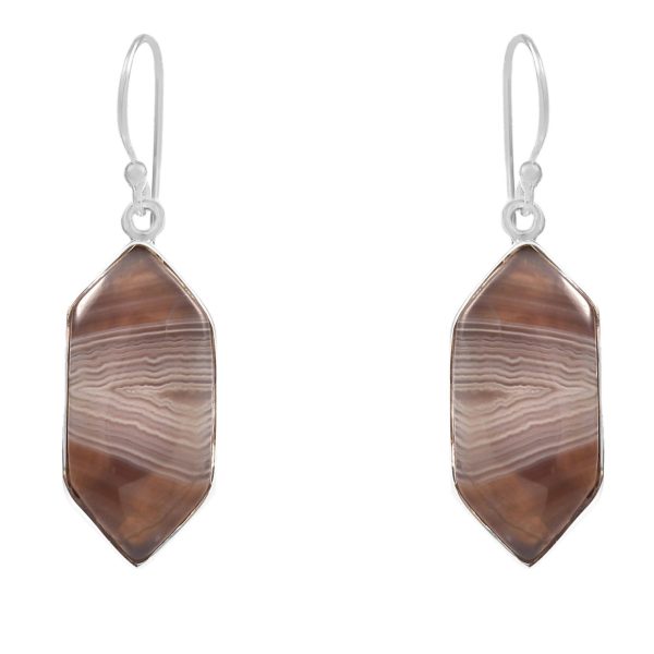Botswana Lace Agate 1.5" Sterling Silver Earring 925 (RS109-145)