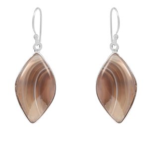 Botswana Lace Agate 1.5" Sterling Silver Earring 925 (RS109-141)
