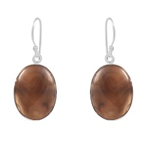 Botswana Lace Agate 1.25" Sterling Silver Earring 925 (RS109-137)