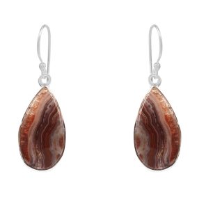 Botswana Lace Agate 1.5" Sterling Silver Earring 925 (RS109-124)