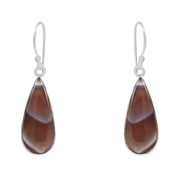 Botswana Lace Agate 1.5" Sterling Silver Earring 925 (RS109-125)