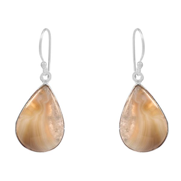 Botswana Lace Agate 1.25" Sterling Silver Earring 925 (RS109-126)